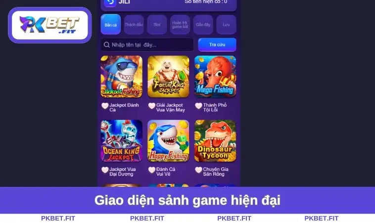 Giao diện sảnh game hiện đại